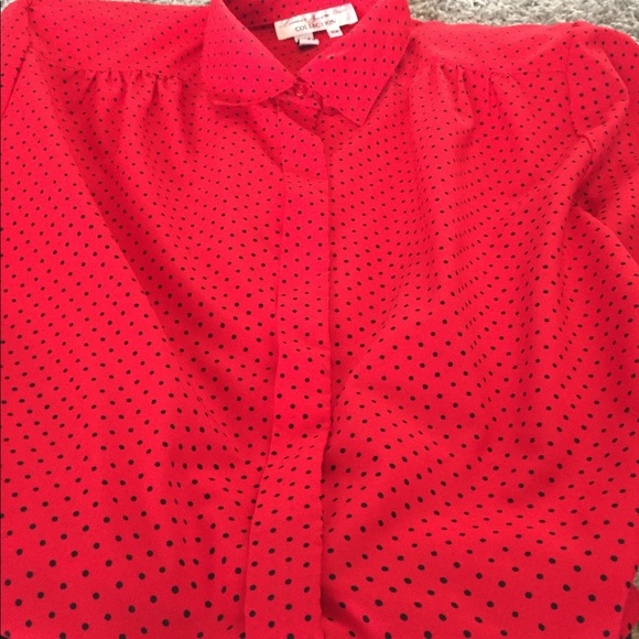 Vintage inspired red polka dot blouse size 16W - Picture 2 of 3